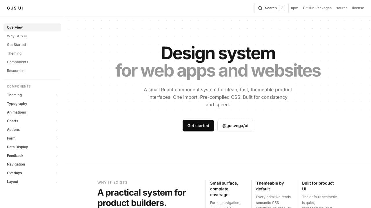 GUS UI public website